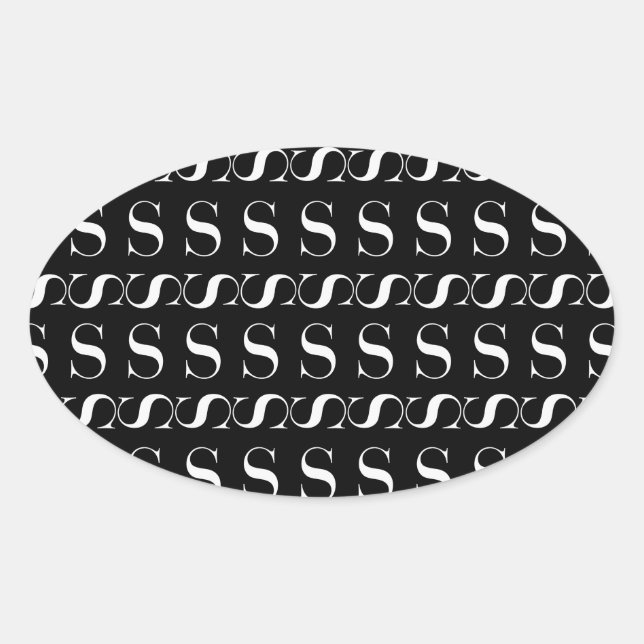 Anfangsbuchstaben S Ovaler Aufkleber (Vorderseite)