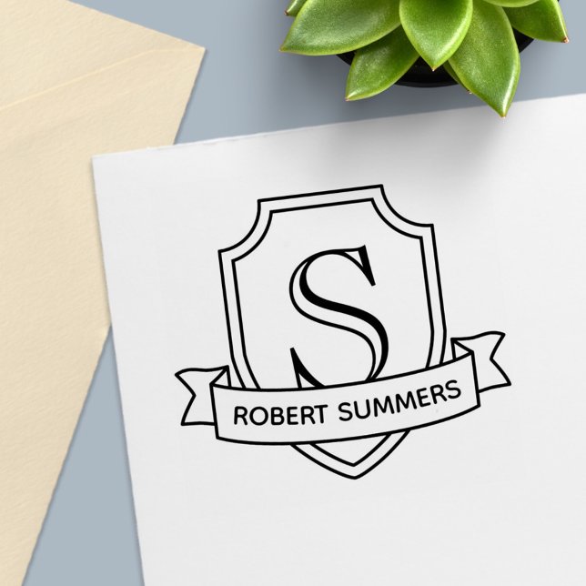 Anfangsbuchstaben Schild und Band Permastempel (Von Creator hochgeladen)