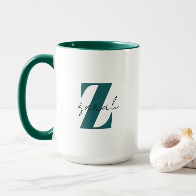 Anfangsbuchstaben und -name | Monogram Modern Stil Tasse (Mit Donut)