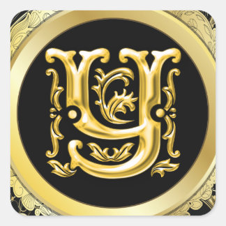 Anfangsbuchstaben Y Monogram Aufkleber in Gold