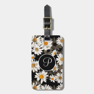 Anfangsdosis von Daisy Floral Black und White Mono Gepäckanhänger