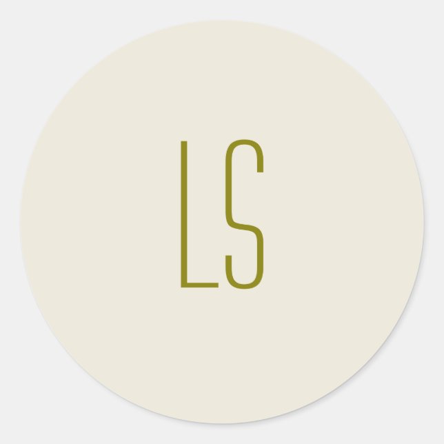 Anfangseinfaches, grünes Monogramm Runder Aufkleber (Vorderseite)