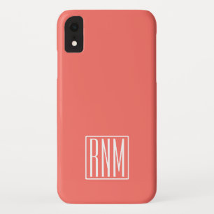 Anfangsinitialen Monogramm   Weiß auf Koralle Case-Mate iPhone Hülle