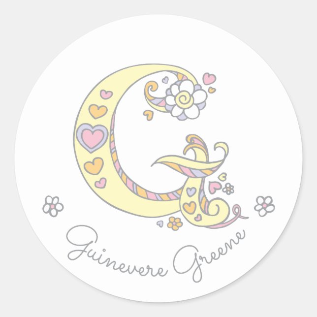 Anfangskennzeichen für G-individuelle Name Runder Aufkleber (Vorderseite)