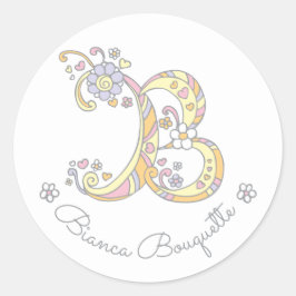 Anfangskennzeichen für Monogramm B-individuelle Na Runder Aufkleber