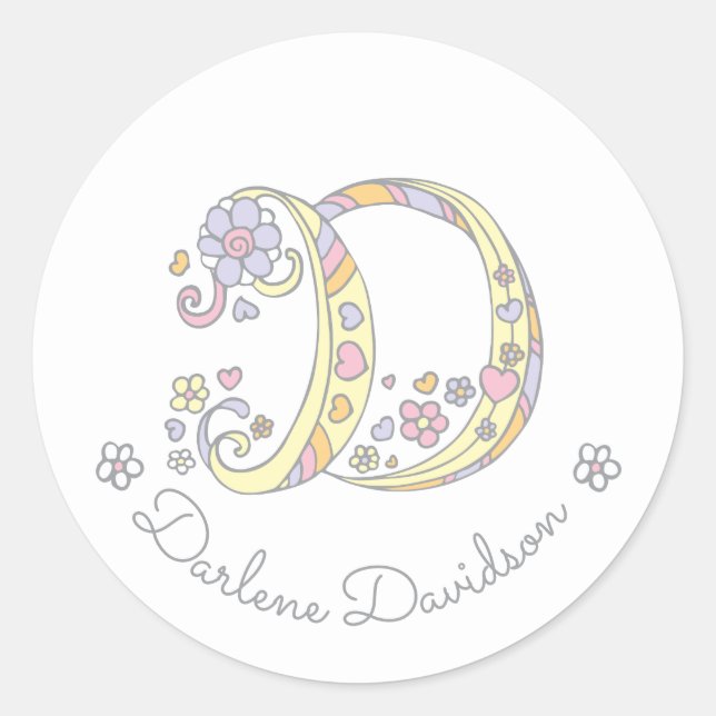 Anfangskennzeichen für Monogramm D-individuelle Na Runder Aufkleber (Vorderseite)