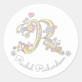 Anfangskennzeichen für R-individuelle Name Runder Aufkleber