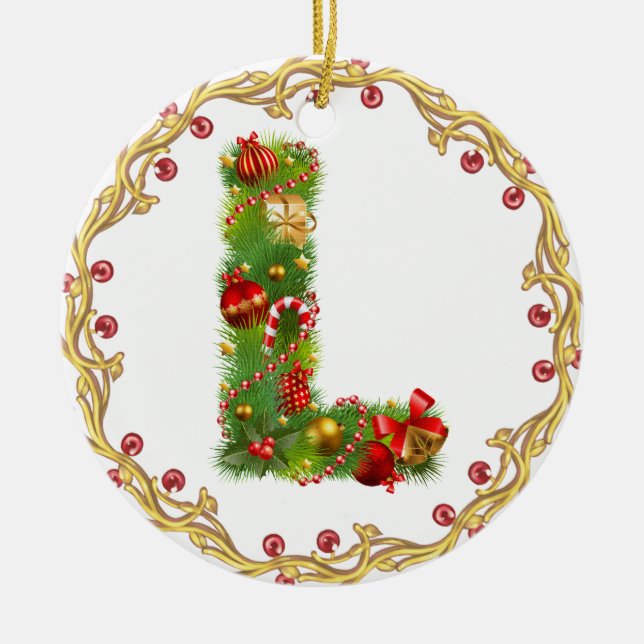 Anfangsl mit Monogramm Weihnachtsverzierung - Keramikornament (Vorne)
