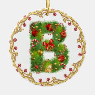 Anfangsmit Monogramm Verzierung b Weihnachts- Keramikornament