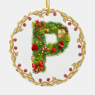 Anfangsmit Monogramm Verzierung p Weihnachts- Keramikornament