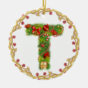 Anfangsmit Monogramm Verzierung t Weihnachts- Keramik Ornament