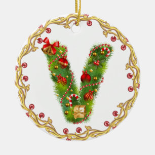 Anfangsmit Monogramm Verzierung v Weihnachts- Keramikornament