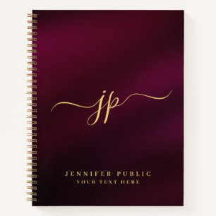 Anfangsmonogramm Elegantes Goldtext-Typografie Notizbuch