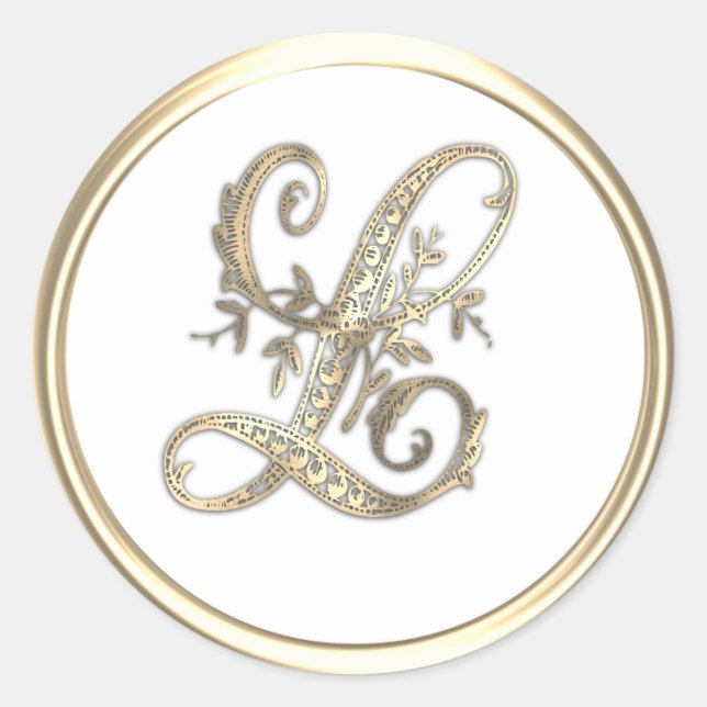 Anfangsmonogramm für Gold und alle Verzierten Farb Runder Aufkleber (Vorderseite)