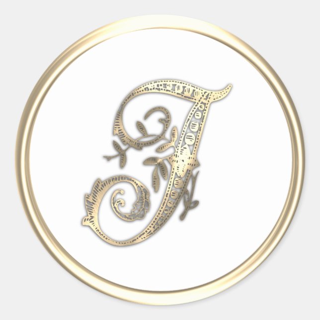 Anfangsmonogramm für Gold und alle Verzierten Farb Runder Aufkleber (Vorderseite)