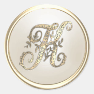 Anfangsmonogramm für Gold und Elfenbein K Runder Aufkleber