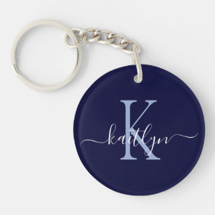 Anfangsmonogramm für Navy Blue Name Schlüsselanhänger