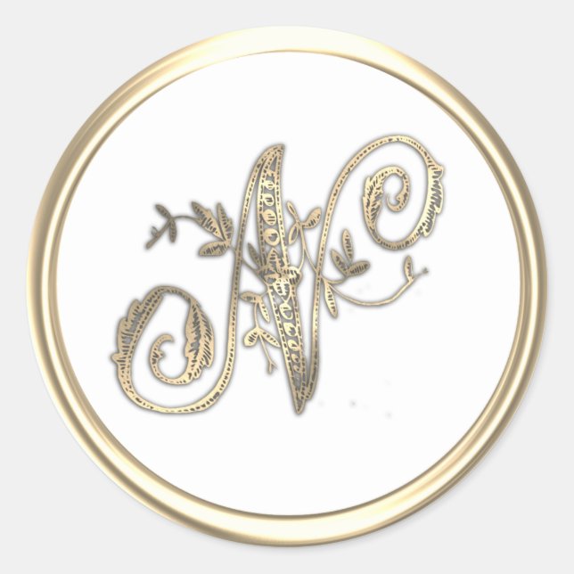 Anfangsmonogramm Gold und alle Verzierten Farben N Runder Aufkleber (Vorderseite)
