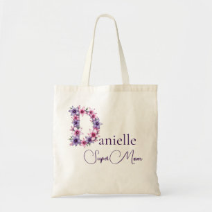 Anfangsmonogramm + Name Super Mama Tragetasche