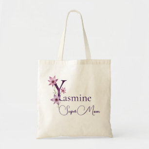 Anfangsmonogramm + Name Super Mama Tragetasche