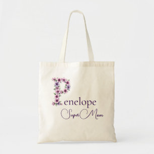 Anfangsmonogramm + Name Super Mama Tragetasche