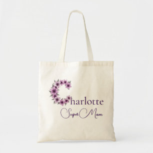 Anfangsmonogramm + Name Super Mama Tragetasche