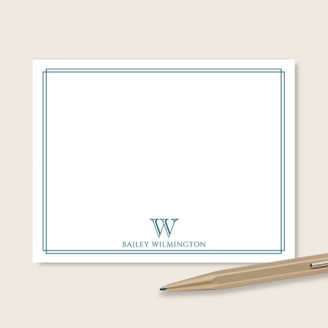 Anfangsmonogramm Ozeanblauer Rand Professional Mitteilungskarte (Von Creator hochgeladen)