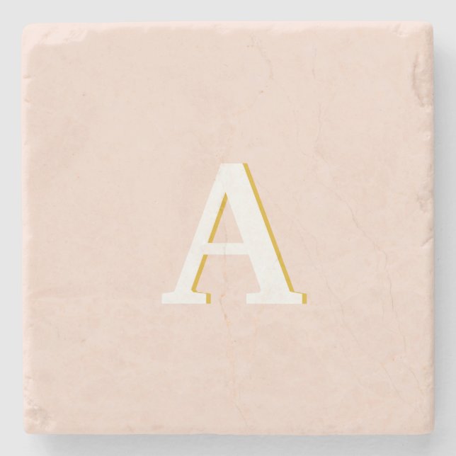 Anfangsmonogramm Rosé Altrosa Marmor Steinuntersetzer (Vorderseite)