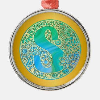 Anfangsmonogramm S Weihnachten - Gold, Türkis & Bl Ornament Aus Metall