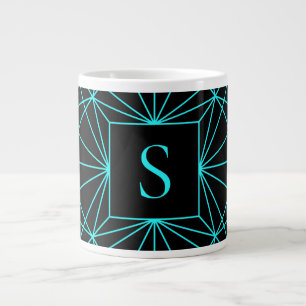 Anfangsmonogramm   Türkis geometrisches Design Jumbo-Tasse
