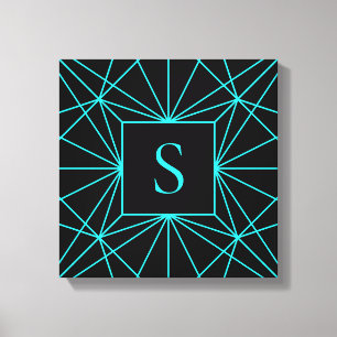 Anfangsmonogramm Türkis geometrisches Design Leinwanddruck