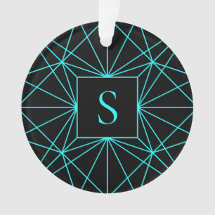 Anfangsmonogramm   Türkis geometrisches Design Ornament