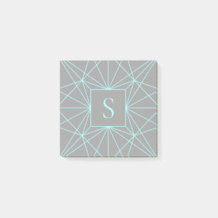 Anfangsmonogramm Türkis geometrisches Design Post-it Klebezettel