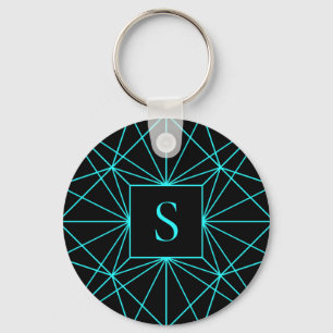 Anfangsmonogramm Türkis geometrisches Design Schlüsselanhänger