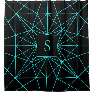 Anfangsmonogramm Türkisfarbene Geometrie Duschvorhang