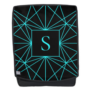 Anfangsmonogramm Türkisfarbene Geometrie Rucksack