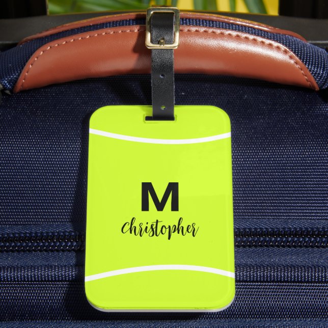 Anfangsname der personalisierten Tennis Monogram Gepäckanhänger (Vorderseite Insitu 2)