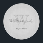 Anfangsname der rustikalen Monogram-Familie Cool C Schneidebrett<br><div class="desc">Rustikale Monogramm Familienname Initial Cool Chic Cutting Board. Personalisiertes Monogramm Initial und Familienname und Hochzeitstermin in Schriftzeichen auf einem Untersatz, weich, palestgrau Hintergrund. Ein einzigartiges niedliches Geschenk für Hochzeiten, Neuvermählte und Brautpartys. Lieblich für ihr neues Leben zusammen, auch perfekt als Hauswärmer Geschenk, Polterabend, Brautparty, Verlobung oder Hochzeitsgeschenk. Klicken Sie auf...</div>