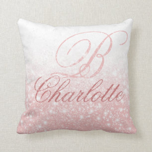 Anfangsname des Girly Blush Pink Monogramm Kissen