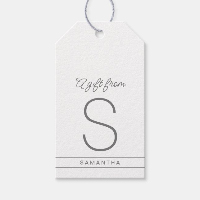 Anfangsname des Personalisierten Monogramms (Weiß  Geschenkanhänger (Vorderseite)