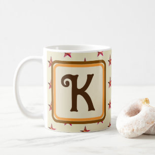Anfangsname für Monogram Star Earth Tone Vorname Kaffeetasse