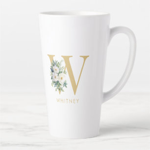 Anfangsname für Monogramm Letter Floral Milchtasse