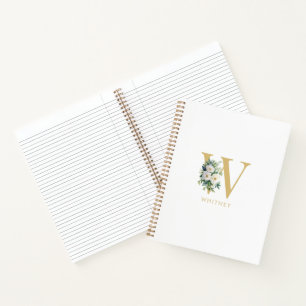 Anfangsname für Monogramm Letter Floral Notizbuch