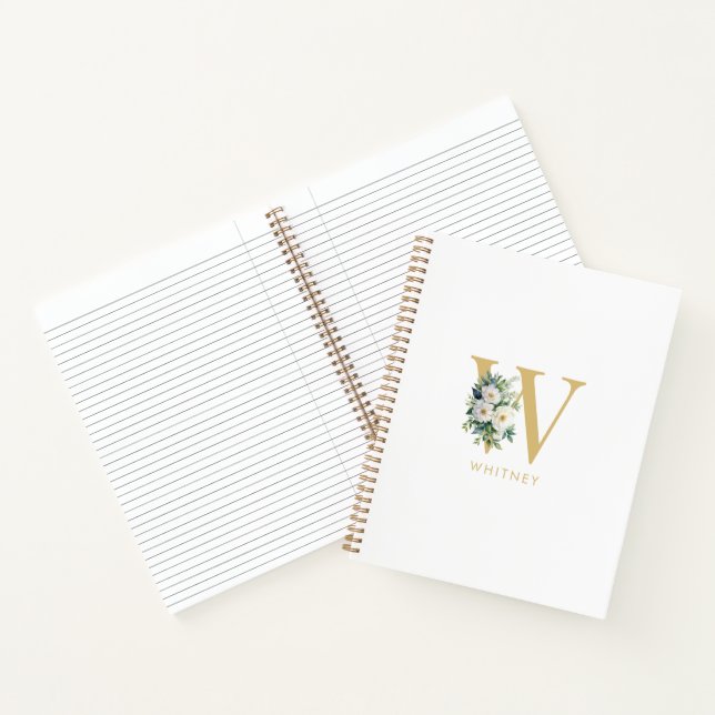 Anfangsname für Monogramm Letter Floral Notizbuch (Innenseite)