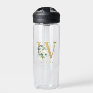 Anfangsname für Monogramm Letter Floral Trinkflasche