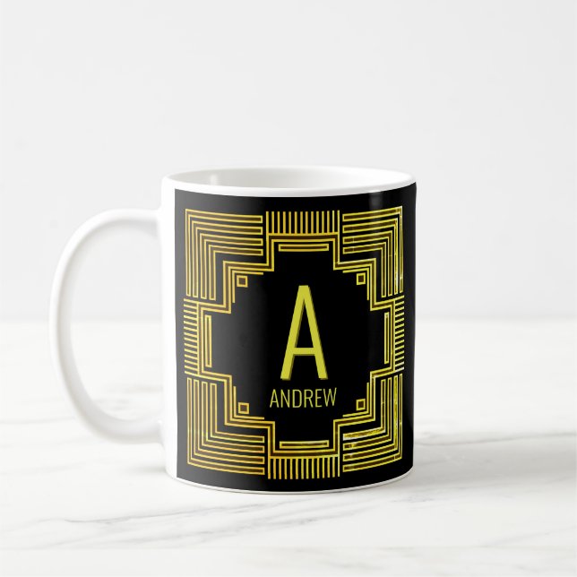Anfangsname Gold Geometrische Linien A B C D E Kaffeetasse (Links)
