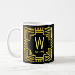 Anfangsname Gold Geometrische Linien V W X Y Z Kaffeetasse