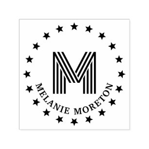 Anfangsname Monogramm für Rahmen und Streifen Permastempel