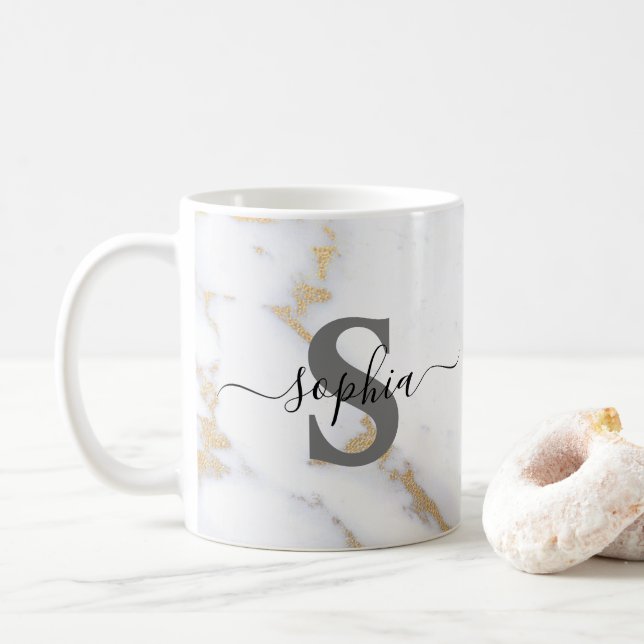 Anfangsname Personalisiertes Monogramm Kaffeetasse (Mit Donut)