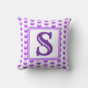 Anfangsname Vivid Lila Polka Dot Monogramm Kissen